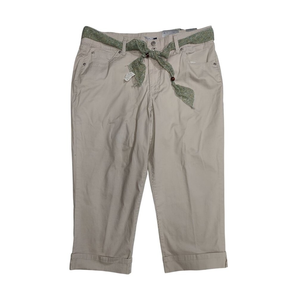 BandolinoBlu Womens Beige Cuffed Capri Pants Size 14